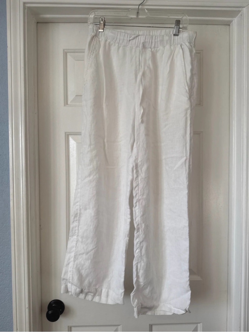 Caslon White Linen-Blend Straight Leg Pants